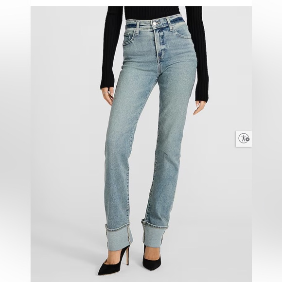 Express High Waisted Cuff Jeans - Picture 3 of 9